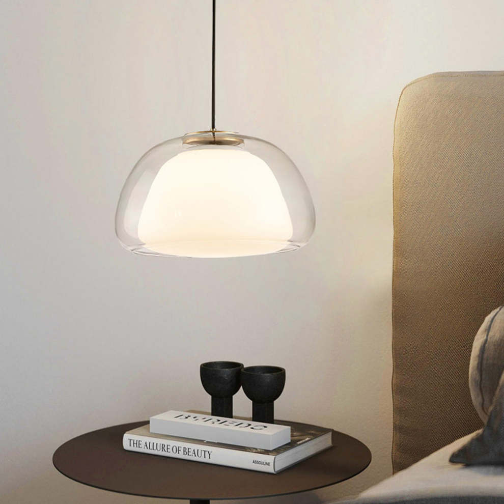 LUNARIA – Suspension en Verre Blanc Mat avec Diffuseur Intégré – Design Élégant avec Douille E27