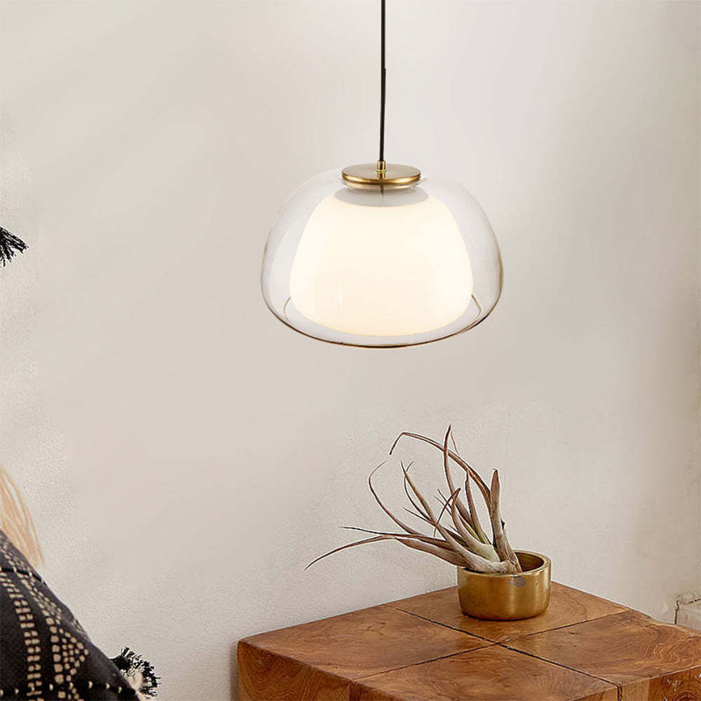 LUNARIA – Suspension en Verre Blanc Mat avec Diffuseur Intégré – Design Élégant avec Douille E27