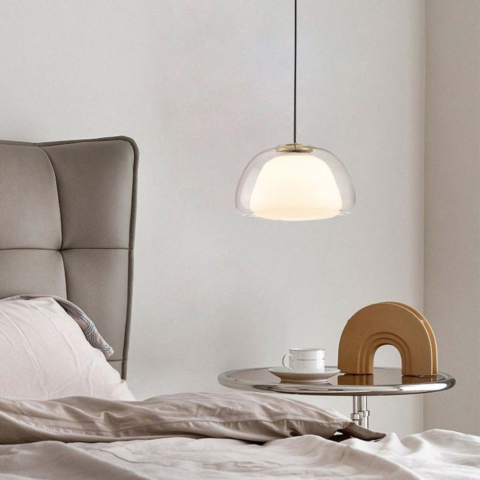 LUNARIA – Suspension en Verre Blanc Mat avec Diffuseur Intégré – Design Élégant avec Douille E27
