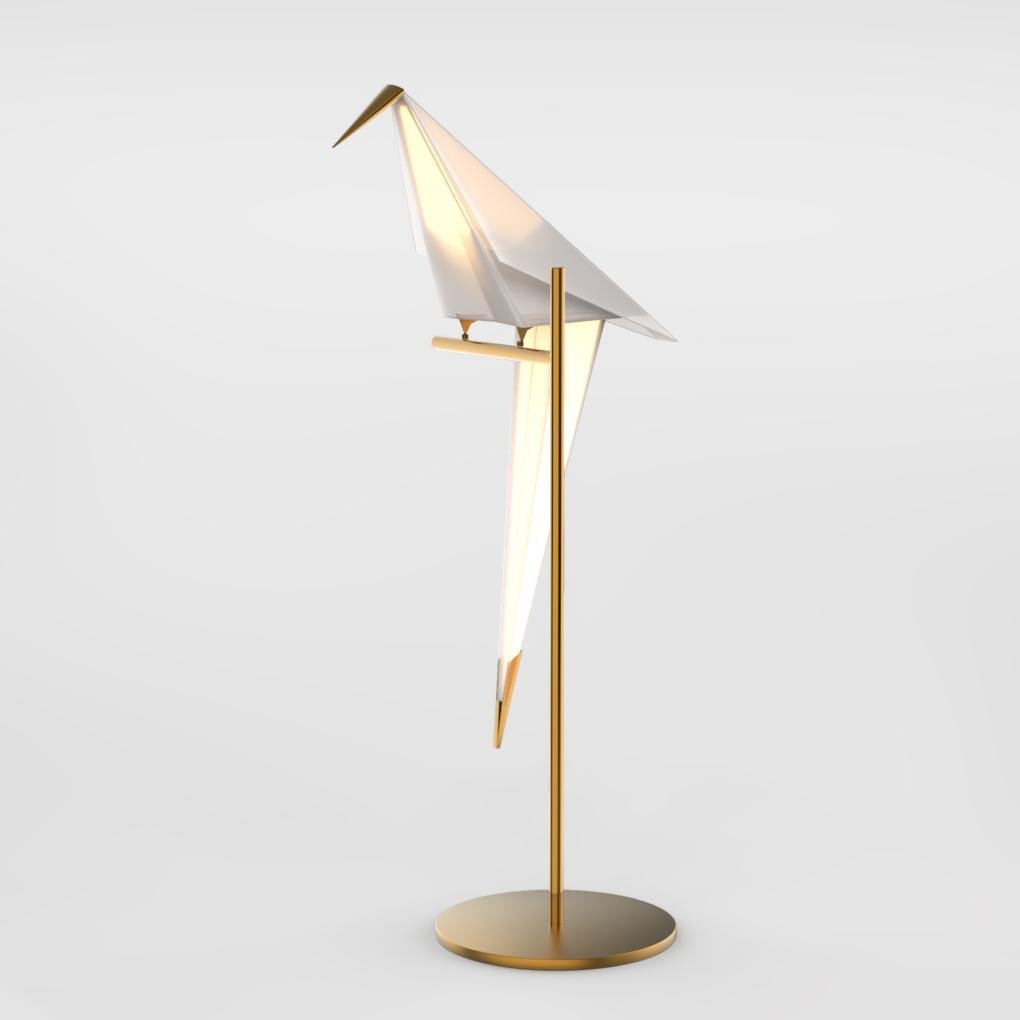 ArtiLicht | Lampe de Table Origami Grue – Design Doré Élégant – Éclairage LED