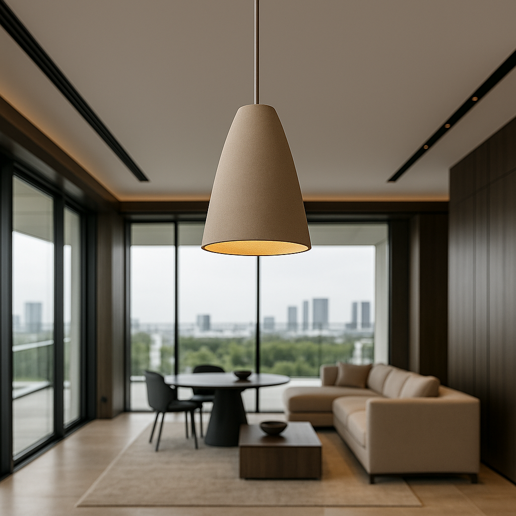 TERRALUNA | Suspension en Pierre de Ciment – LED Intégrée – Style Brut & Naturel – Design Minimaliste