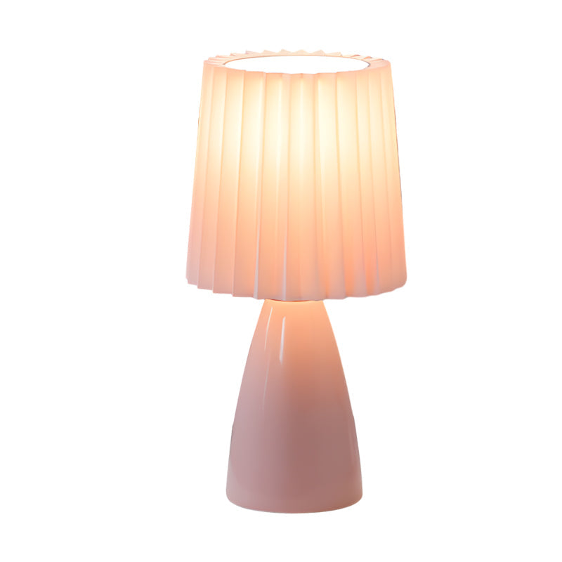 Lampe de Table en Tissu Plissé de 12'' avec Base en Verre et USB