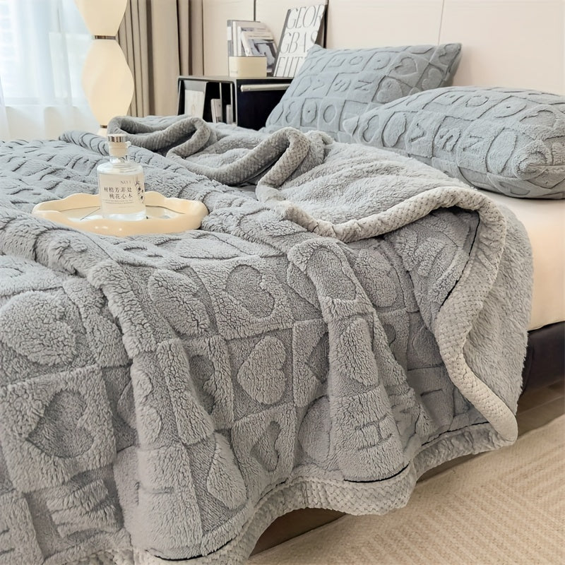 CozyCoral | Plaid en Fleece Ultra Doux à Motif Cœur
