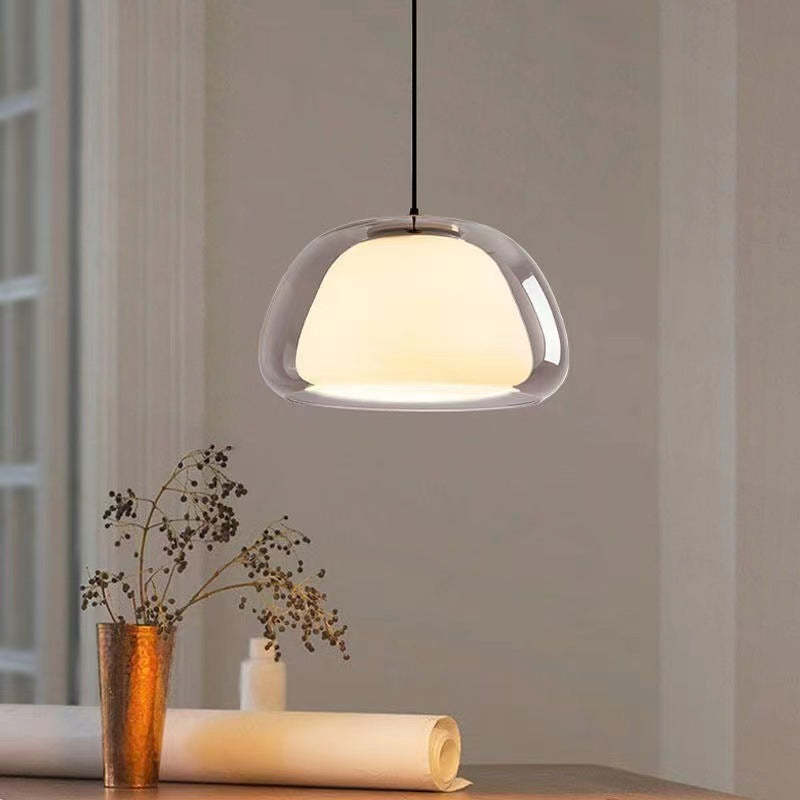LUNARIA – Suspension en Verre Blanc Mat avec Diffuseur Intégré – Design Élégant avec Douille E27
