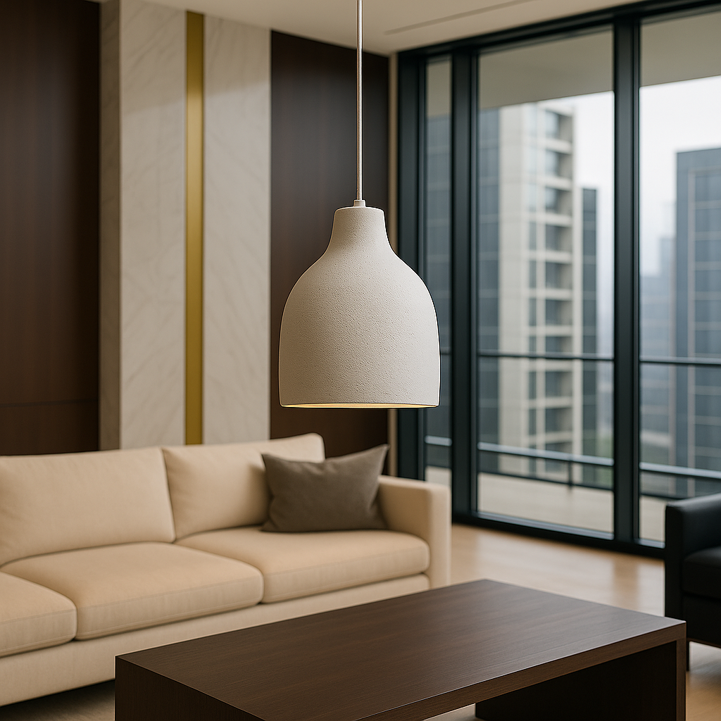 TERRALUNA | Suspension en Pierre de Ciment – LED Intégrée – Style Brut & Naturel – Design Minimaliste
