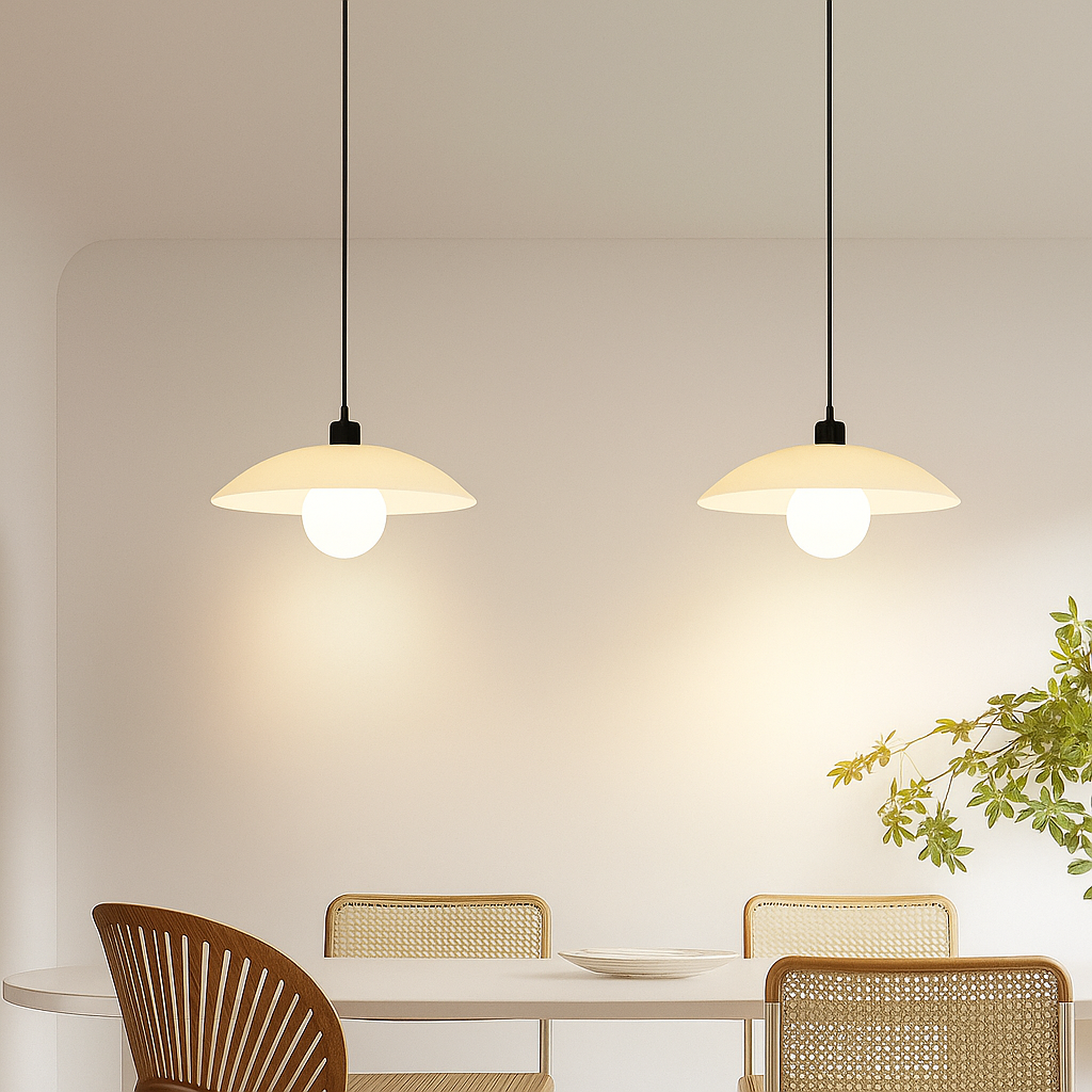 VELLUNO | Suspension en Verre Minimaliste – Blanc – Douce Lumière – 3 Formats – Douille E27