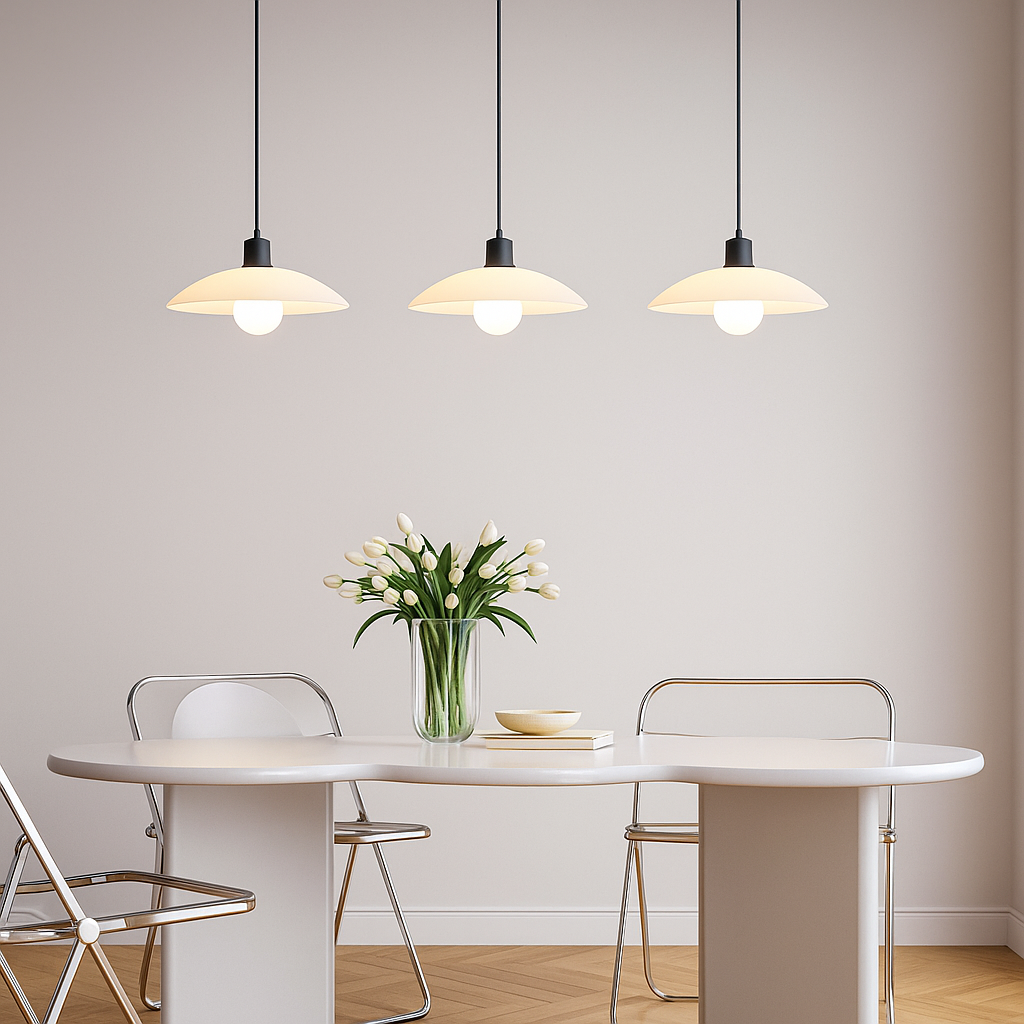VELLUNO | Suspension en Verre Minimaliste – Blanc – Douce Lumière – 3 Formats – Douille E27