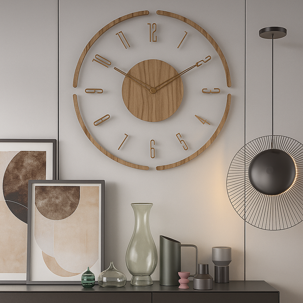 TimeWood – Horloge Murale en Bois Massif | Style Nordique | Silencieuse | 35,5 cm