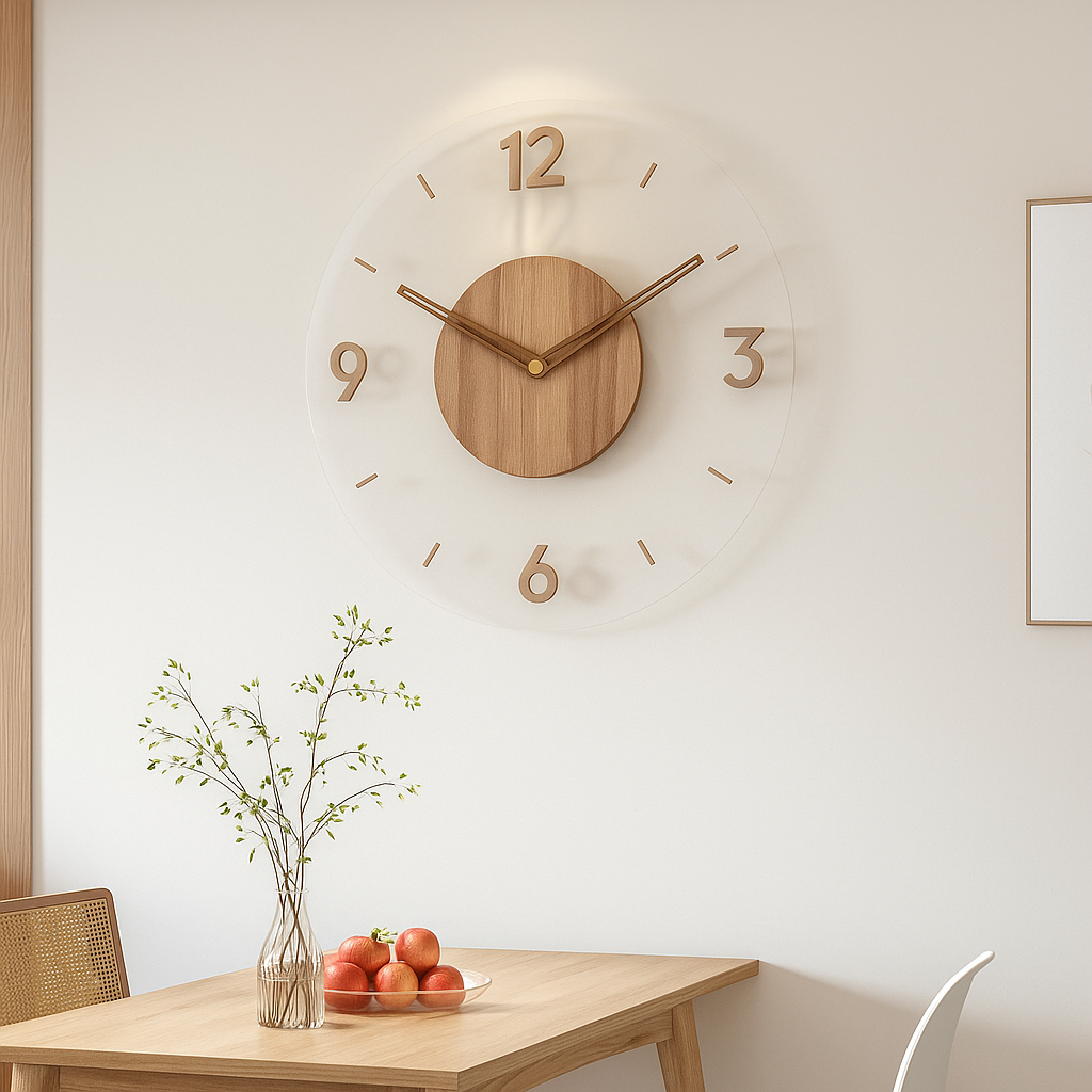 TimeWood – Horloge Murale en Bois Massif | Style Nordique | Silencieuse | 35,5 cm