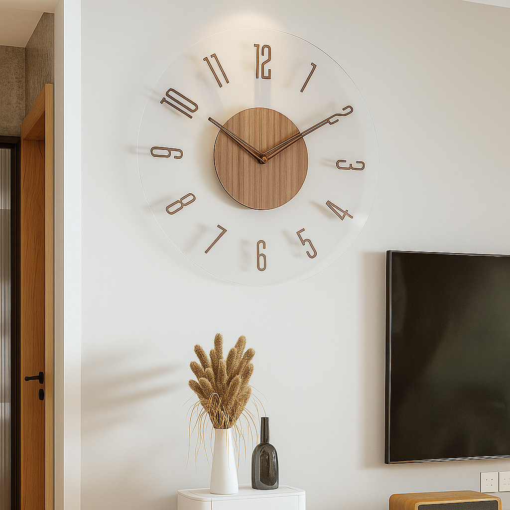 TimeWood – Horloge Murale en Bois Massif | Style Nordique | Silencieuse | 35,5 cm