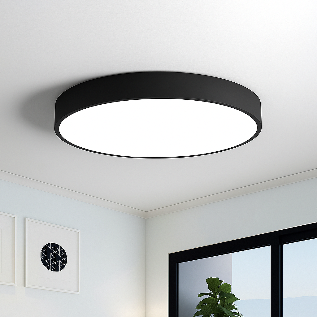 LumièreSvelte – Plafonnier LED Scandinave | Design Mince et Élégant | Noir, Blanc ou Or