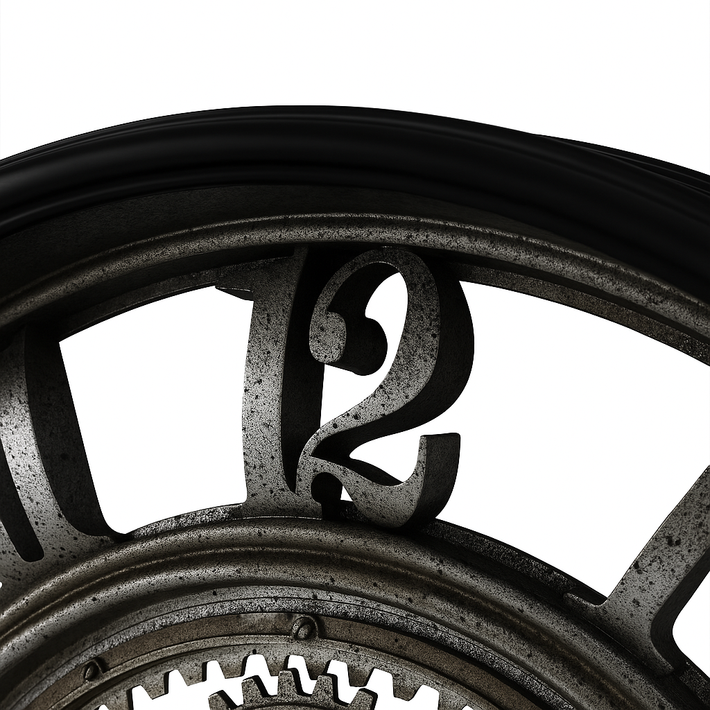 RusticGear – Grande Horloge Murale Industrielle | Métal Léger | 50 cm | Chiffres Arabes & Engrenages Mobiles