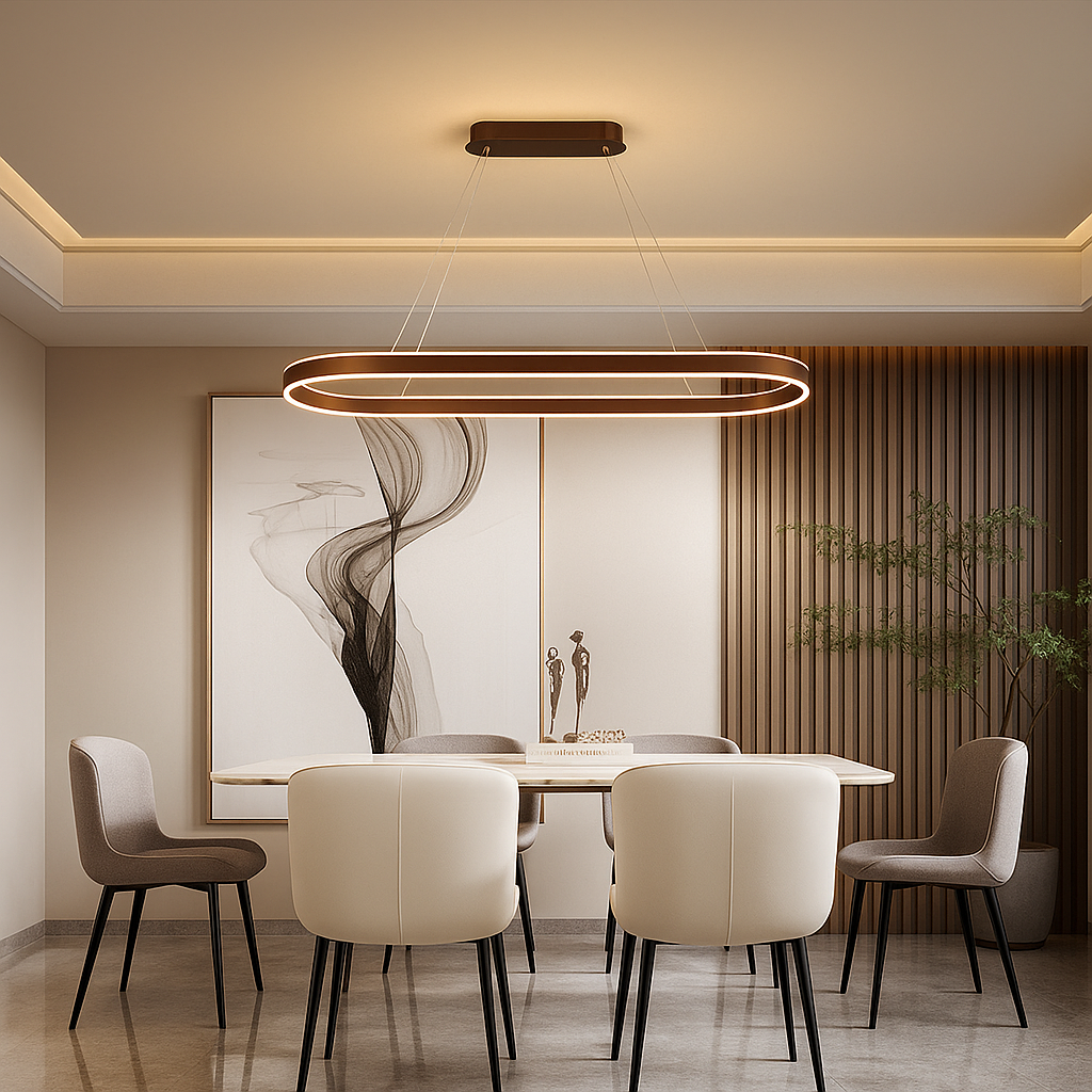 AURELIA – Lustre de Cuisine Rose Gold avec Éclairage LED – Suspension Design pour Îlot ou Table