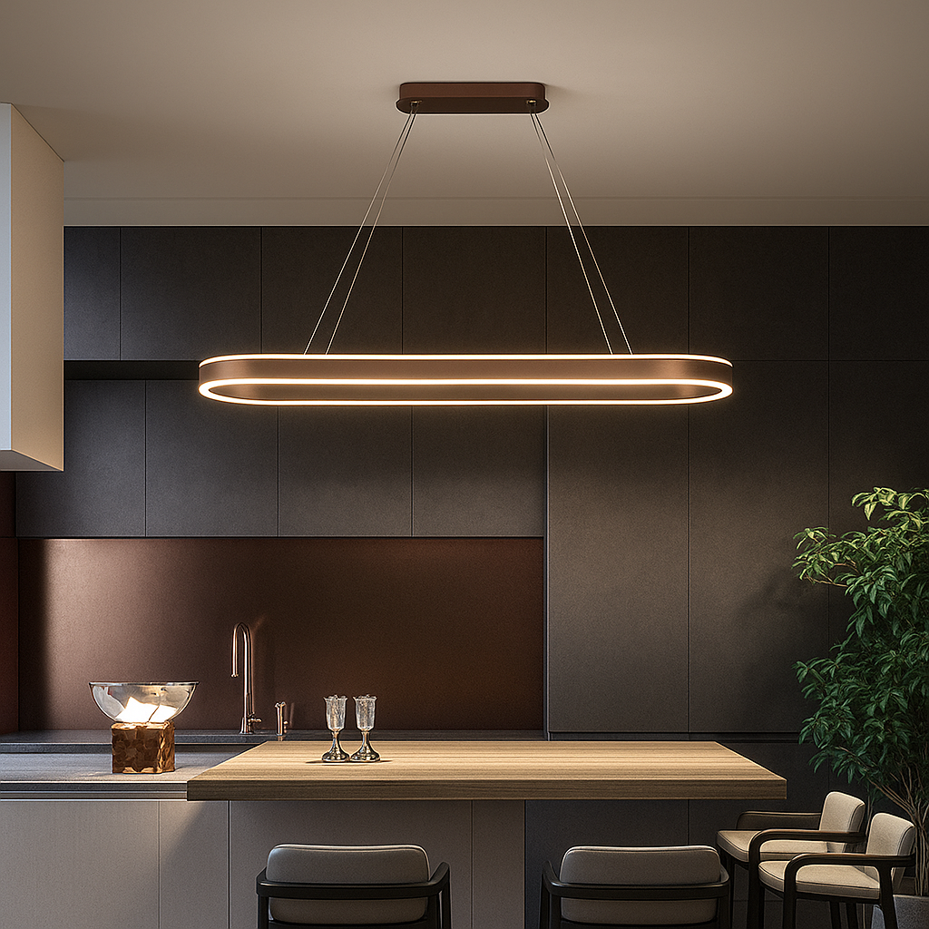 AURELIA – Lustre de Cuisine Rose Gold avec Éclairage LED – Suspension Design pour Îlot ou Table