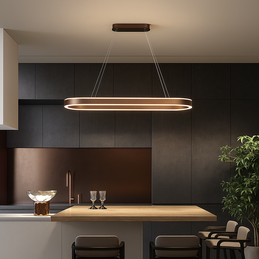 AURELIA – Lustre de Cuisine Rose Gold avec Éclairage LED – Suspension Design pour Îlot ou Table