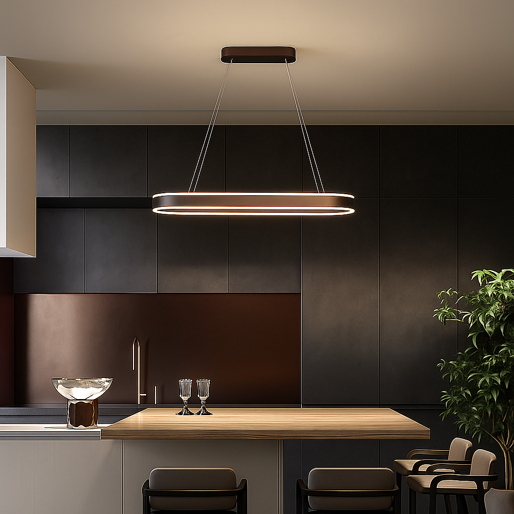 AURELIA – Lustre de Cuisine Rose Gold avec Éclairage LED – Suspension Design pour Îlot ou Table