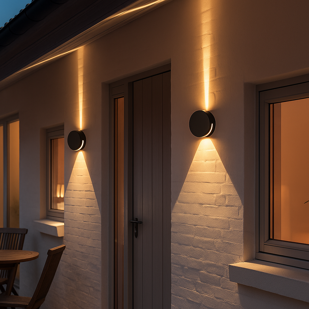 CIRVIA – Applique Murale LED Ronde Extérieure – IP65 – Métal & Verre – Lumière Chaude