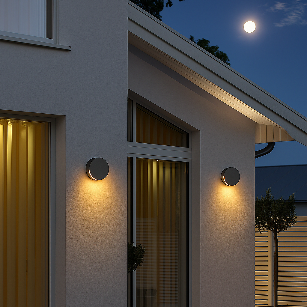 CIRVIA – Applique Murale LED Ronde Extérieure – IP65 – Métal & Verre – Lumière Chaude
