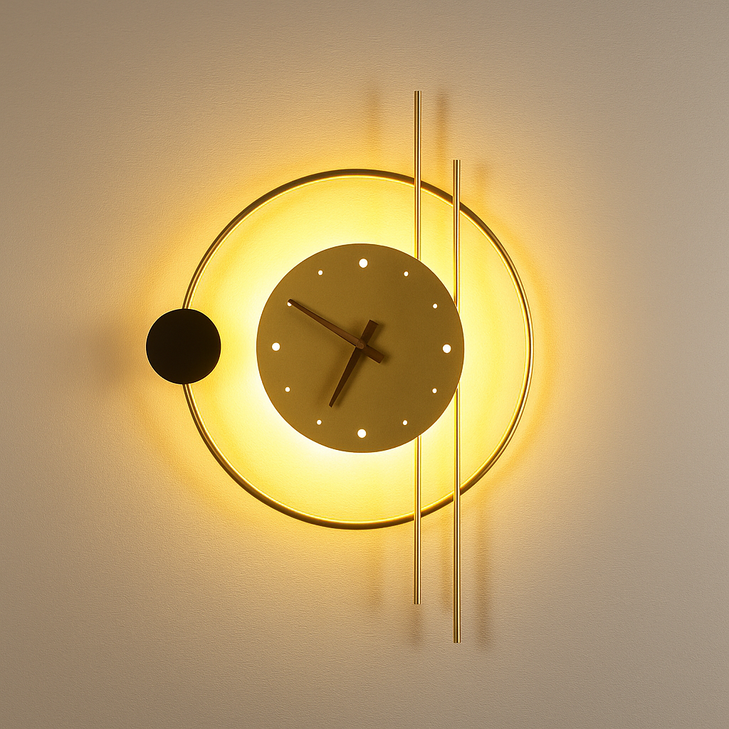 Chronos – Applique Murale Design avec Horloge Intégrée et Éclairage LED