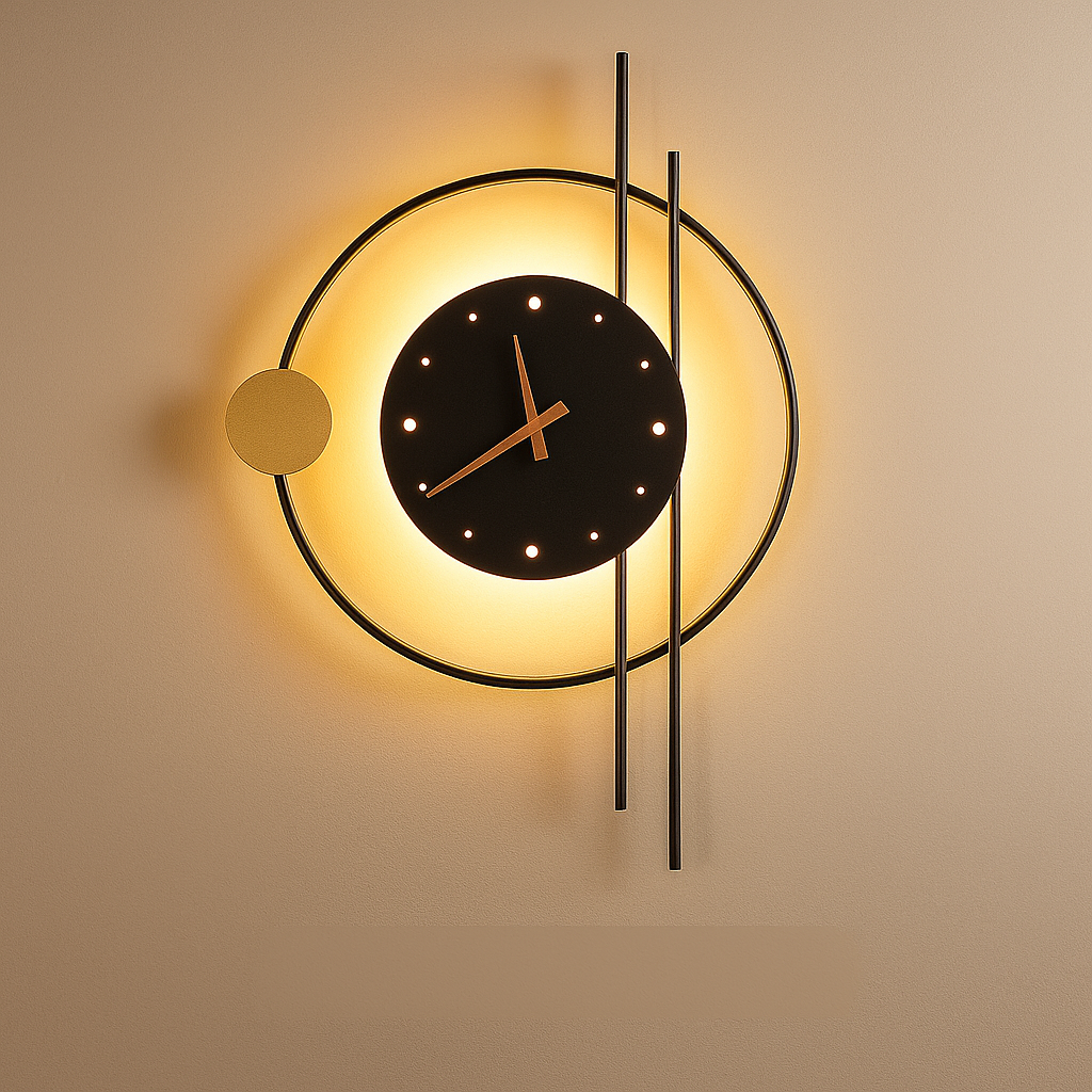 Chronos – Applique Murale Design avec Horloge Intégrée et Éclairage LED
