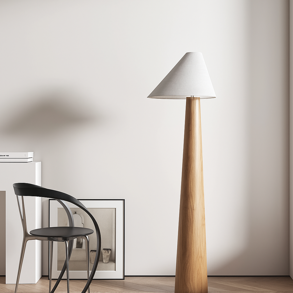 Lin Antoine | Lampadaire Élégant en Bois et Lin – Design Scandinave – Hauteur 150 cm