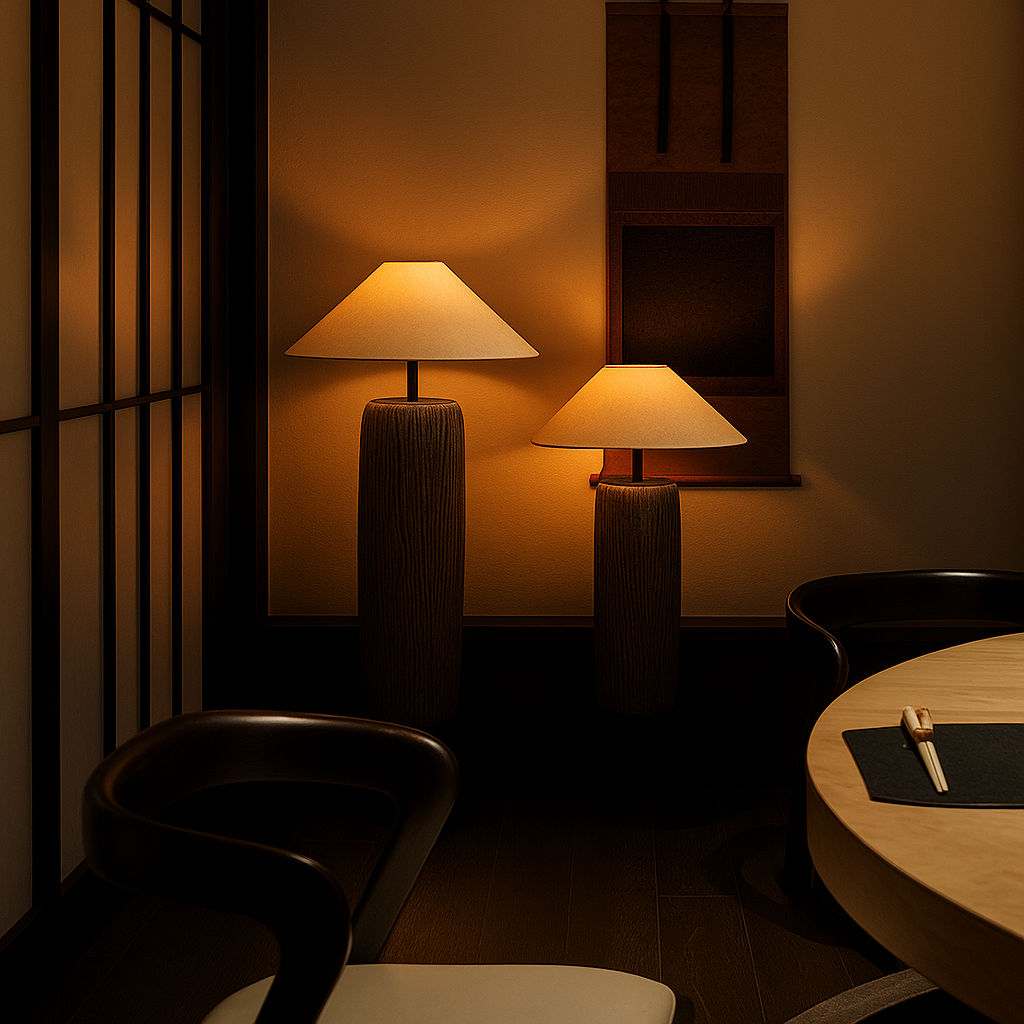 Garí Stamme – Lampadaire Japandi en Bois Massif & Lin – Design Minimaliste – 2 Tailles Disponibles