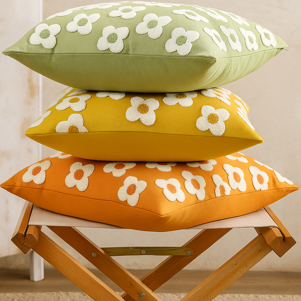 MeraHousse – Housse de Coussin Fleurie Élégante | 45x45 cm | Lavable