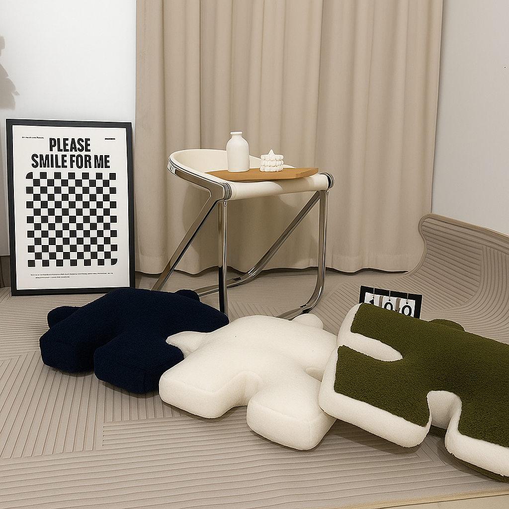 EneaCoussin – Coussin 3D Puzzle Doux et Ludique – 55x55 cm