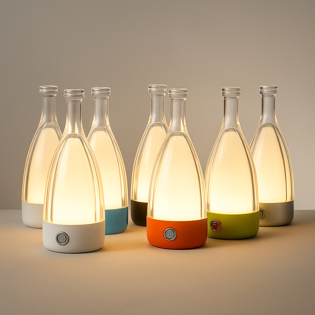 Bottlenight | Éclairage Rechargeable Élégant – Lampe en Forme de Bouteille
