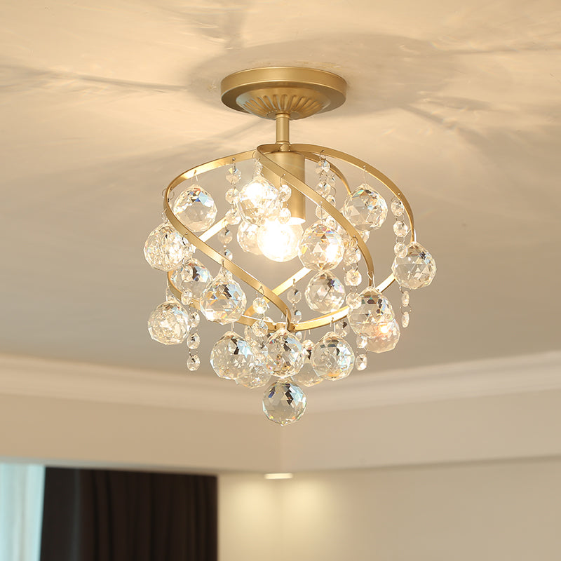 LuxeSpire – Lumière de plafond avec boule en cristal et laiton
