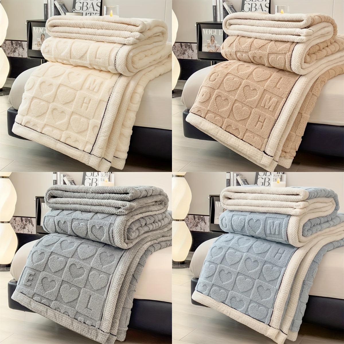 CozyCoral | Plaid en Fleece Ultra Doux à Motif Cœur