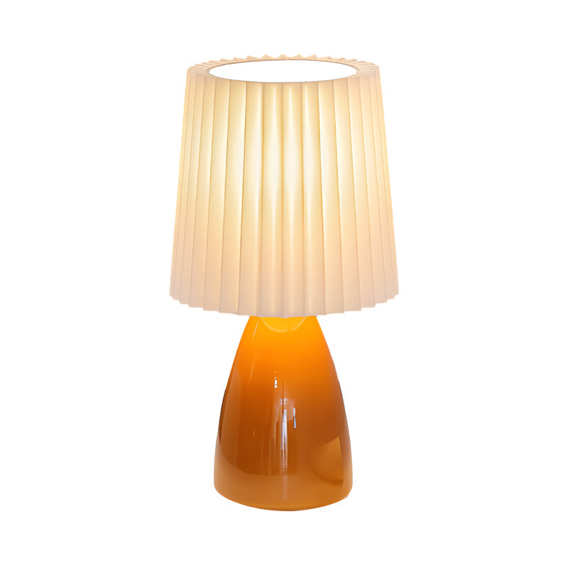 Lampe de Table en Tissu Plissé de 12'' avec Base en Verre et USB