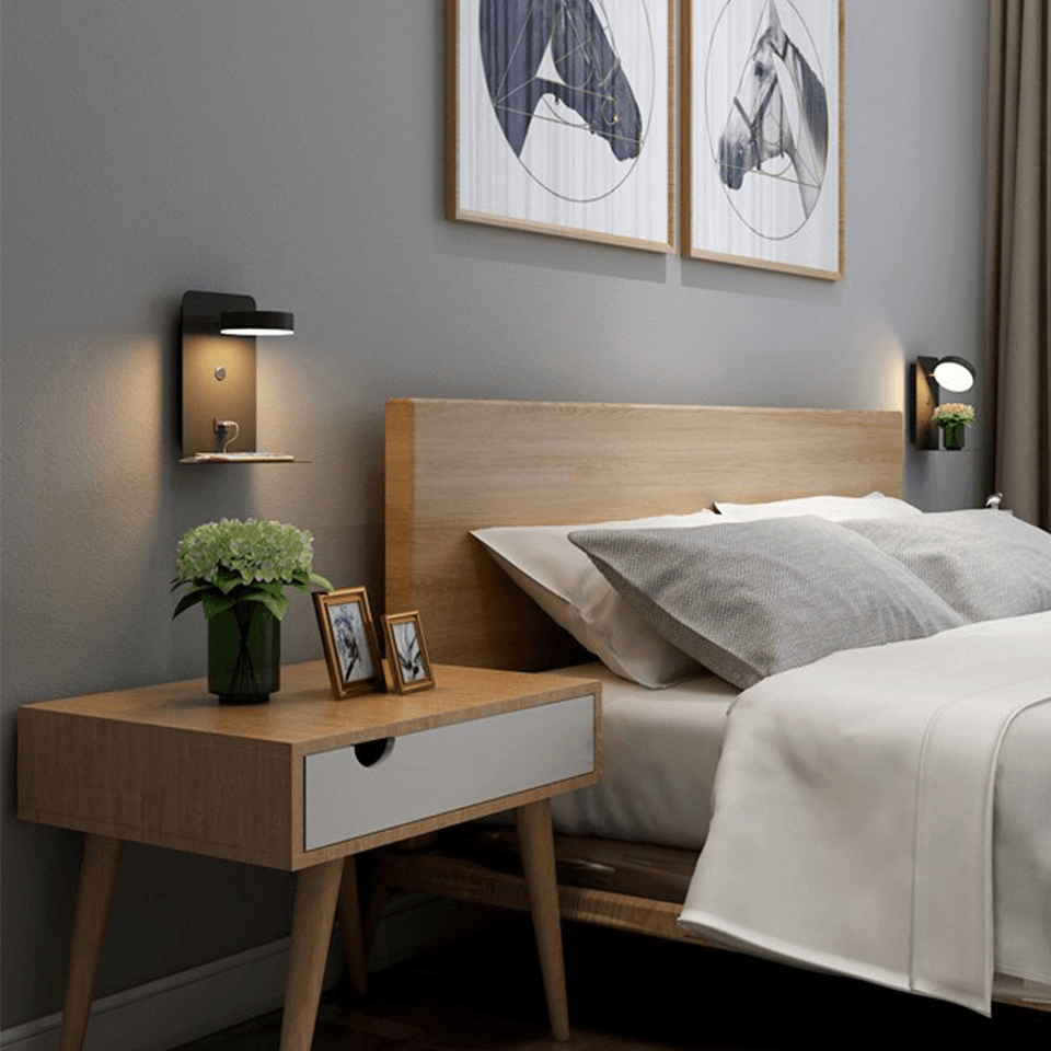 Hubbright – Lampe de Chevet avec Station de Charge USB – Tête Pivotante à 330° – Température Réglable