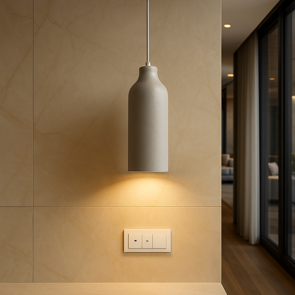 TERRALUNA | Suspension en Pierre de Ciment – LED Intégrée – Style Brut & Naturel – Design Minimaliste
