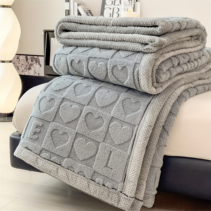 CozyCoral | Plaid en Fleece Ultra Doux à Motif Cœur
