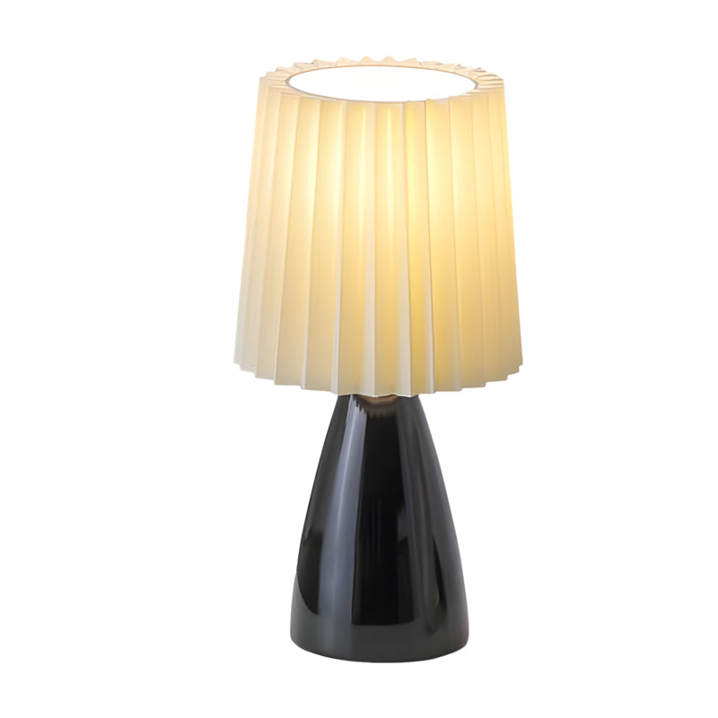 Lampe de Table en Tissu Plissé de 12'' avec Base en Verre et USB