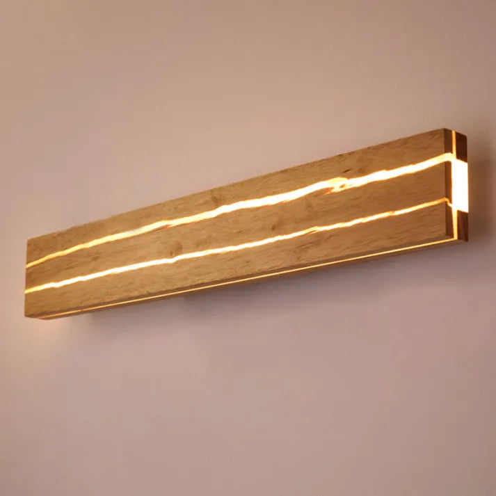Sleek Wooden Crack Wall Lamp - Élégante lampe murale en bois fissuré
