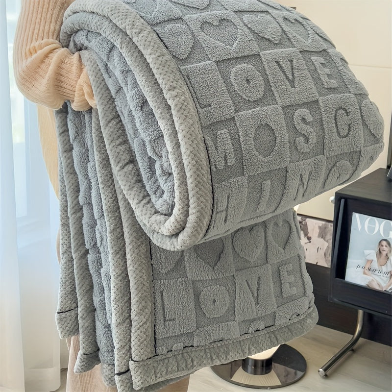 CozyCoral | Plaid en Fleece Ultra Doux à Motif Cœur