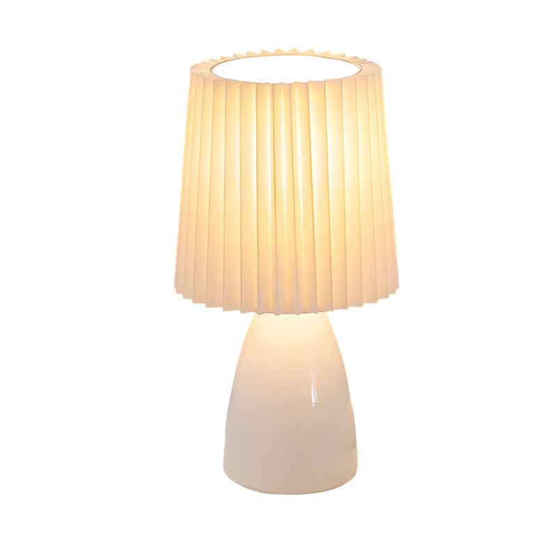 Lampe de Table en Tissu Plissé de 12'' avec Base en Verre et USB