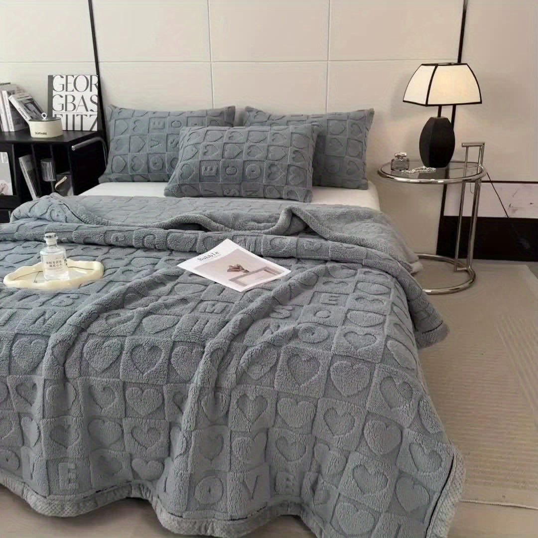 CozyCoral | Plaid en Fleece Ultra Doux à Motif Cœur