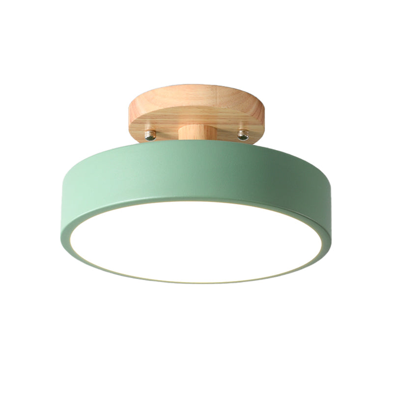 Plafonnier LED Tambour Scandinave avec Bois
