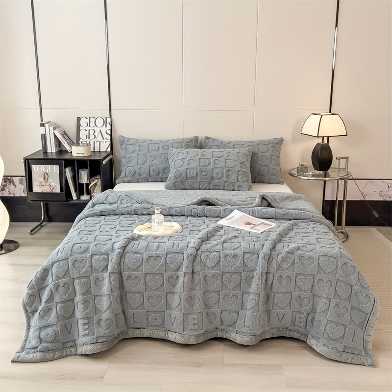 CozyCoral | Plaid en Fleece Ultra Doux à Motif Cœur