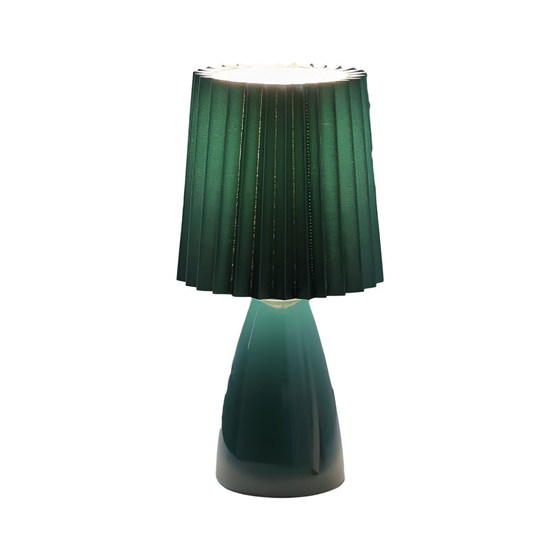 Lampe de Table en Tissu Plissé de 12'' avec Base en Verre et USB