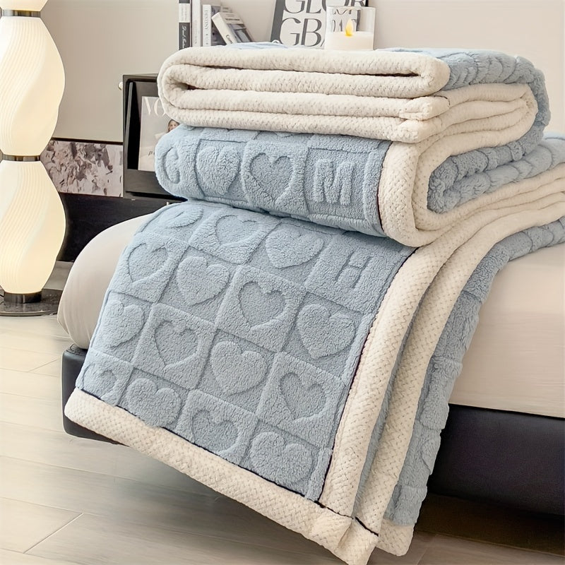CozyCoral | Plaid en Fleece Ultra Doux à Motif Cœur