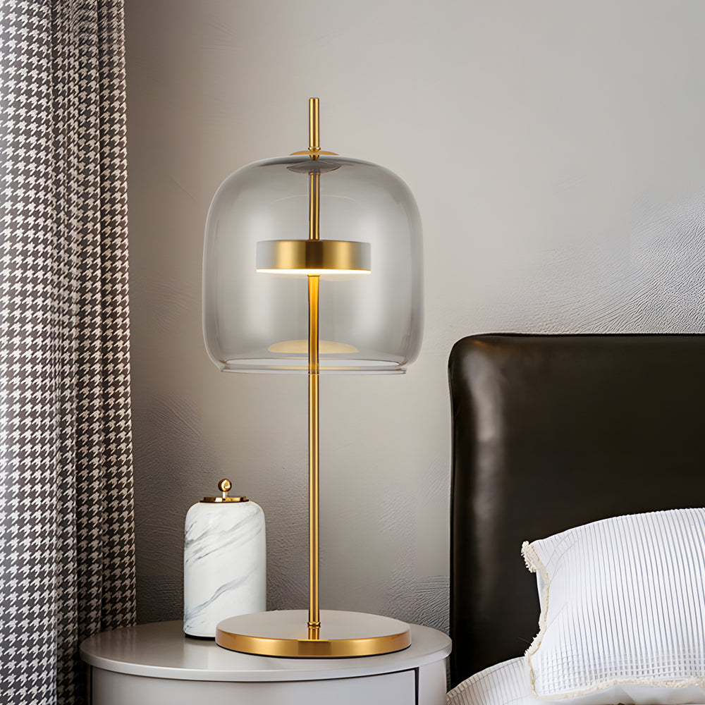 LumiLux - Lampe de Table en Verre Fumé pour une Ambiance Chaleureuse