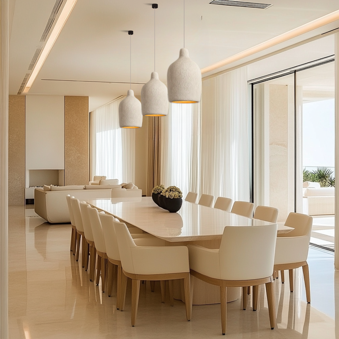 TERRALUNA | Suspension en Pierre de Ciment – LED Intégrée – Style Brut & Naturel – Design Minimaliste