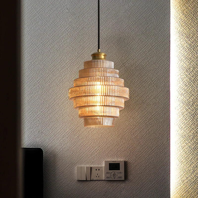 Lampe Suspendue en Verre et Laiton en Forme de Bouteille