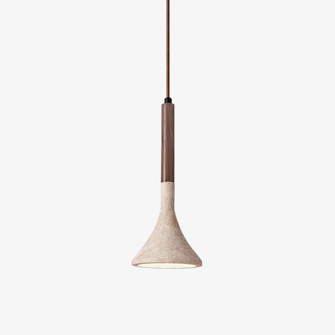 SerenoTrav | Suspension en Travertin Naturel – Design Minimaliste – Finition Bois & Pierre