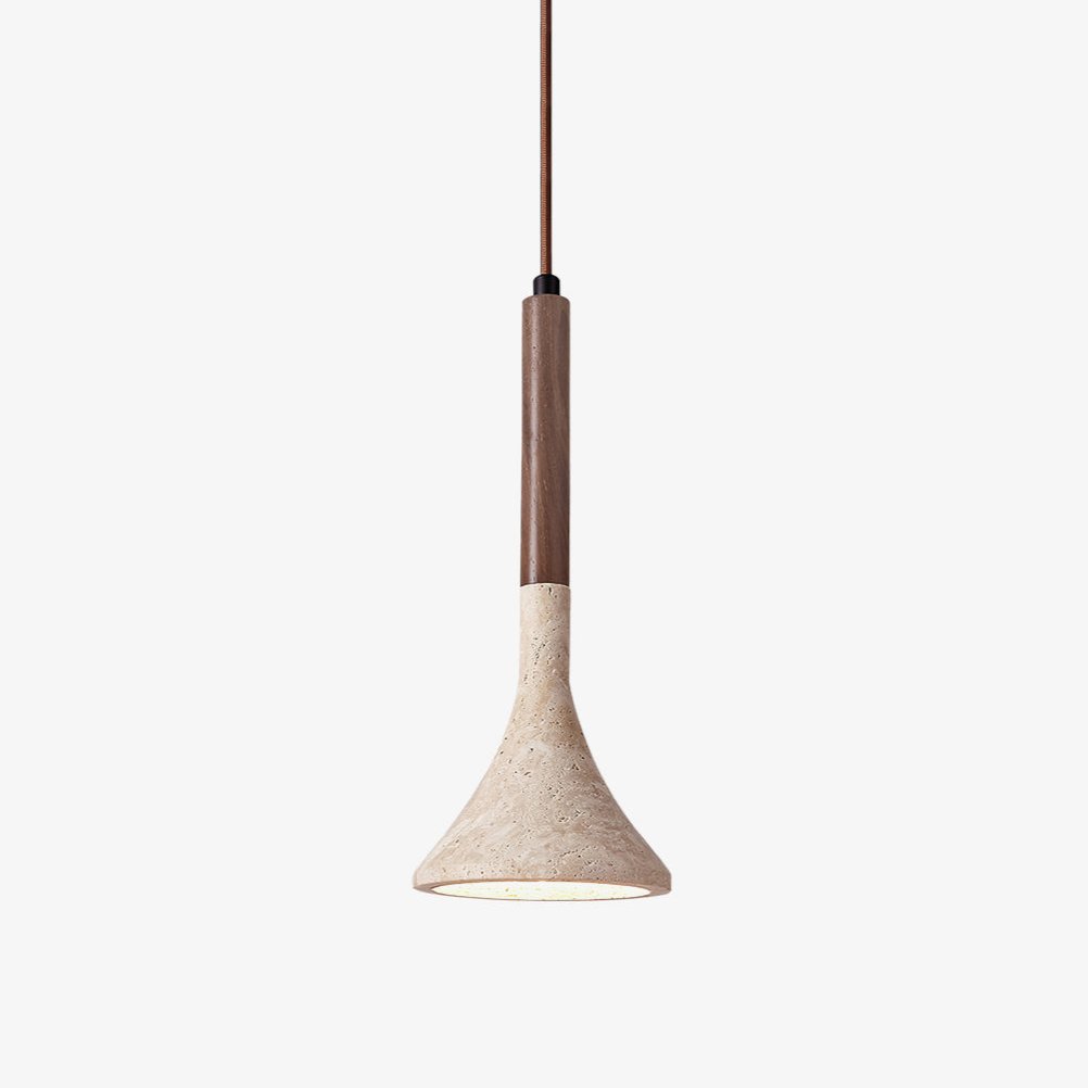 SerenoTrav | Suspension en Travertin Naturel – Design Minimaliste – Finition Bois & Pierre