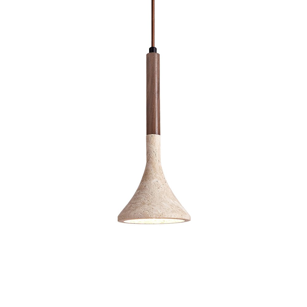 SerenoTrav | Suspension en Travertin Naturel – Design Minimaliste – Finition Bois & Pierre